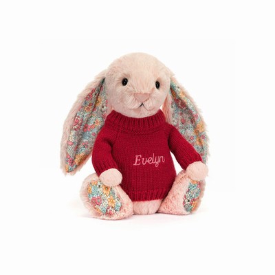 Jellycat Blossom Blush Bunny with Red Jumper New Zealand | IQSRC8125